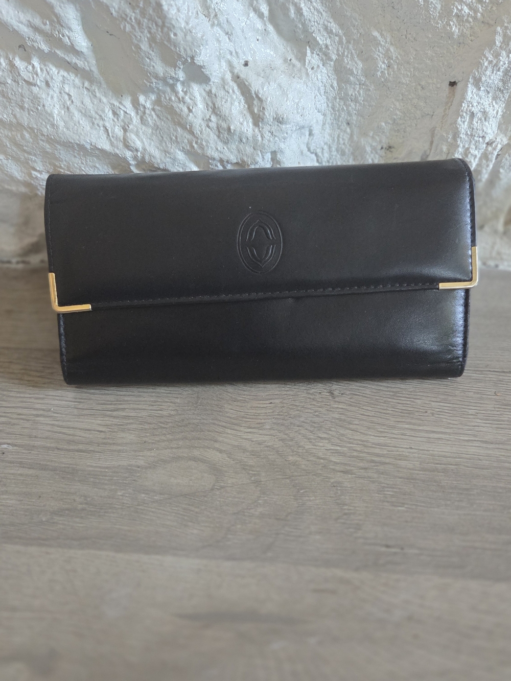 Vintage Buxton Black Leather Wallet with Gold Snap